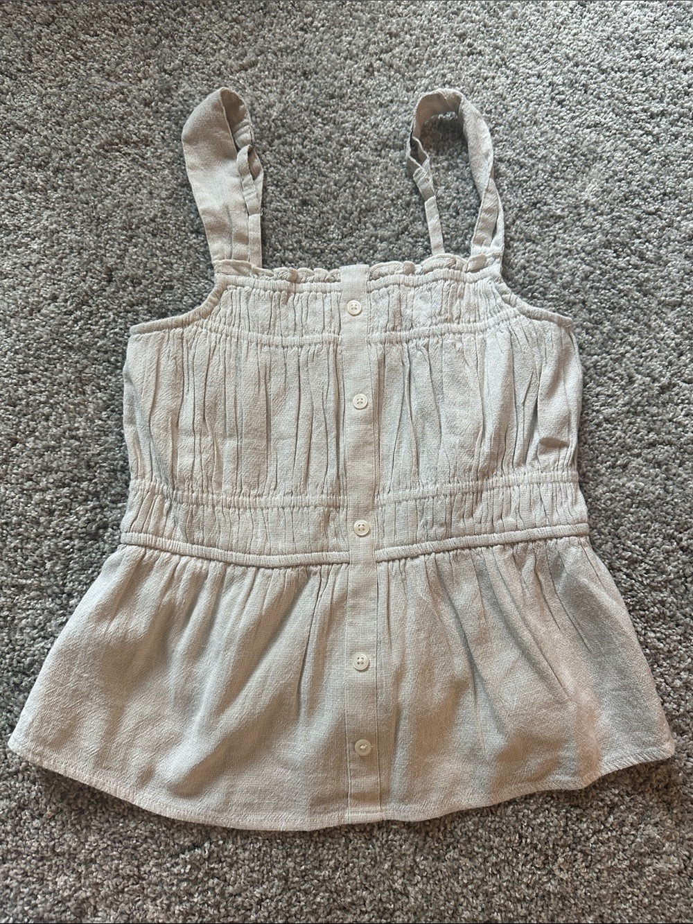 abercrombie kids Light Beige Button-Front Peplum Tank